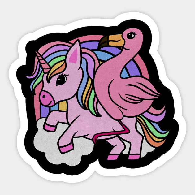 Flamingo Unicorn, Rainbow horse Sticker by logiamerch